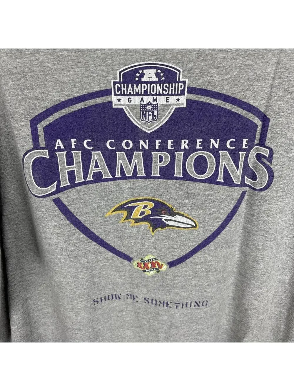 Vintage Y2K Nike Team Baltimore Ravens AFC Champions Super Bowl XXXV Tee XL Gray